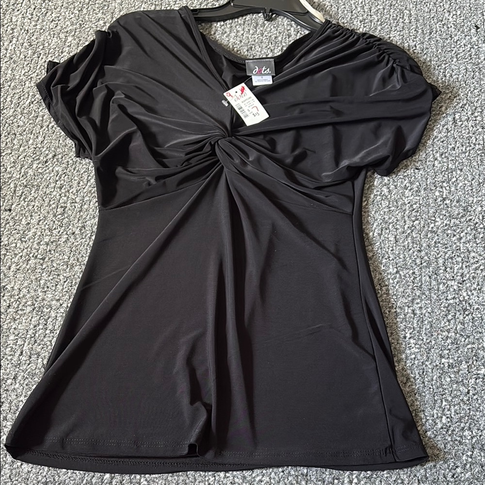Elegant Black Twist Tie Front Blouse